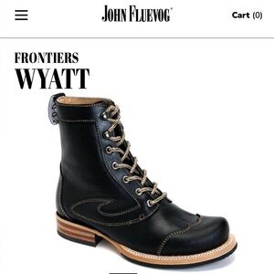 Men’s Fluevog Wyatt Western-Style Embroidered Ankle Boot in Black.